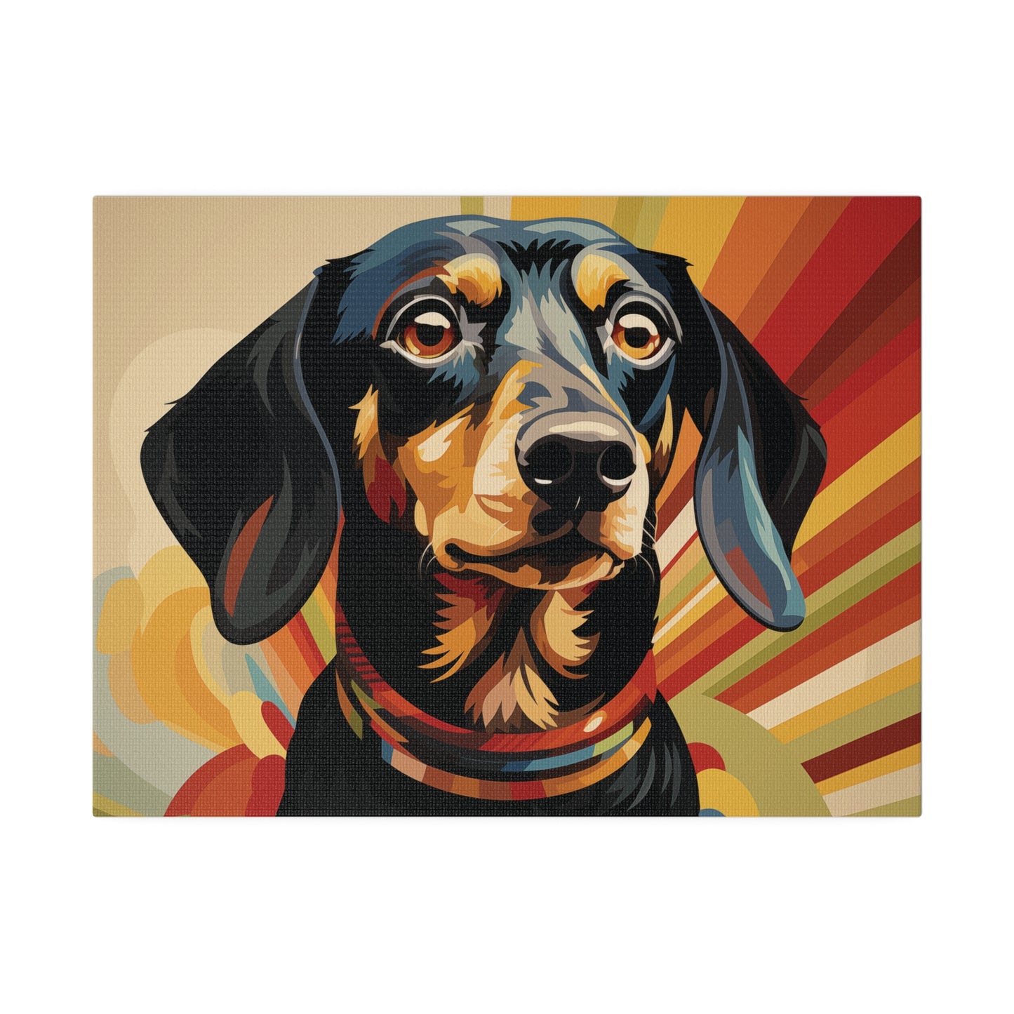 Retro Rider Dachshund Canva - Matte Canvas, Stretched, 12" x 9" (30.48 x 22.86 cm) Horizontal