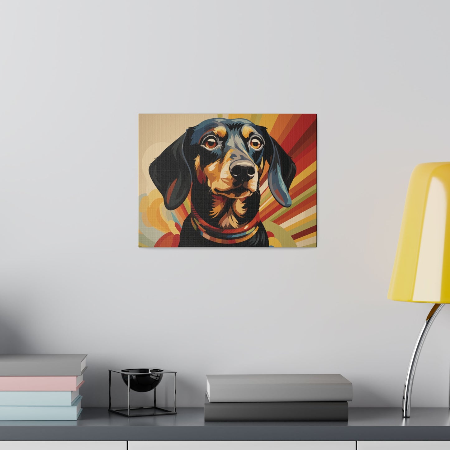 Retro Rider Dachshund Canva - Matte Canvas, Stretched, 12" x 9" (30.48 x 22.86 cm) Horizontal