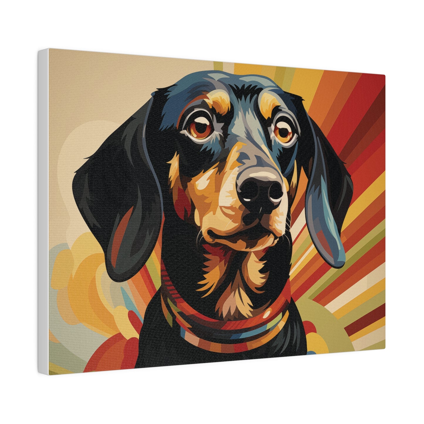 Retro Rider Dachshund Canva - Matte Canvas, Stretched, 12" x 9" (30.48 x 22.86 cm) Horizontal